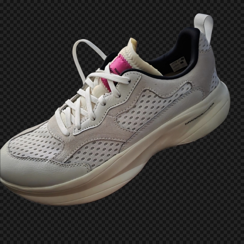 Brandblack White and Pink Athletic Shoes with Cushioned Midsole